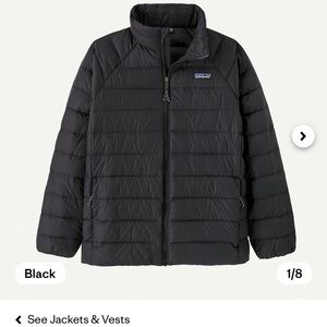 Patagonia Black Puffer Jacket with High Collar and Water-Resistant Fabric